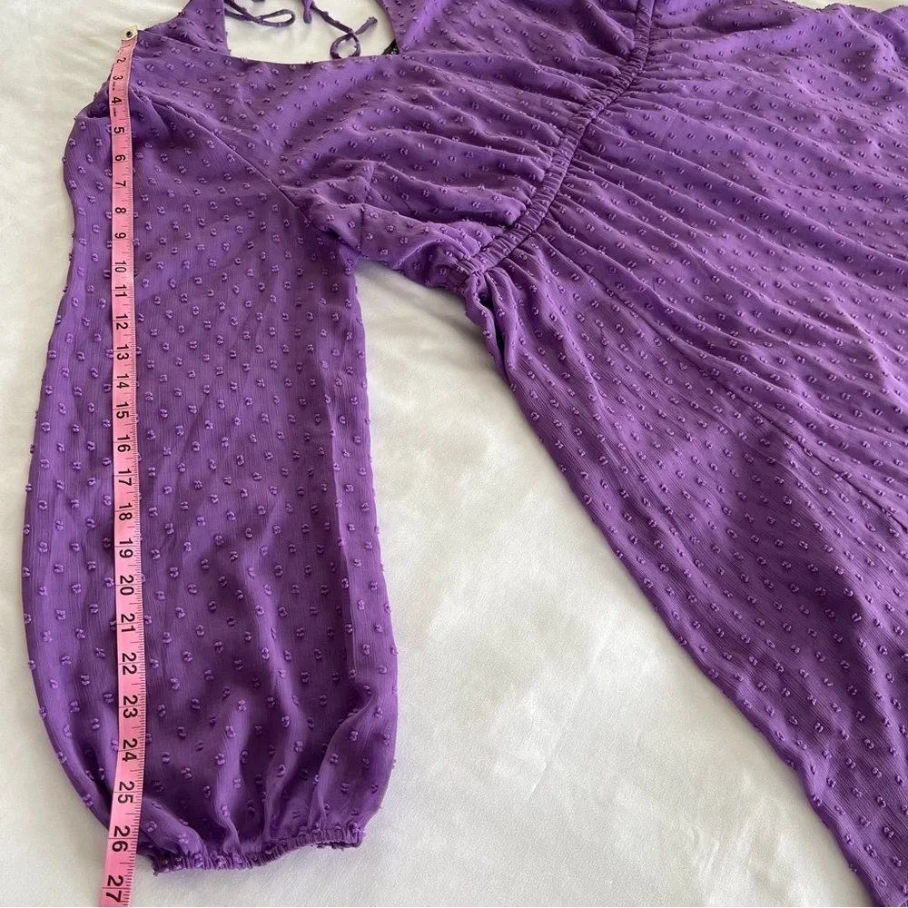 Torrid Purple Tea Length Clip Dot Open Back A-Line Dress Size 1 - Picture 11 of 17